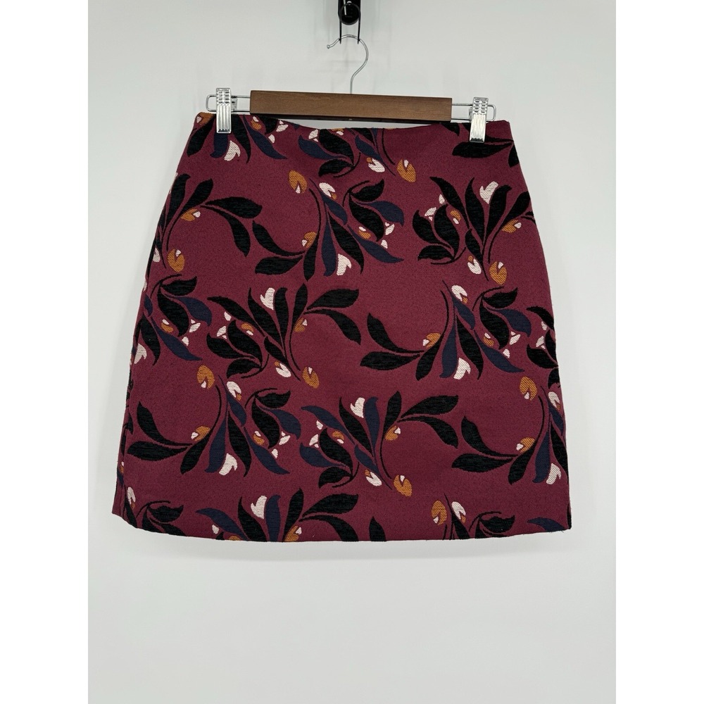 Ann Taylor Factory Floral Print Pencil Skirt Maroon Womens Sz 2, Beautiful!!
